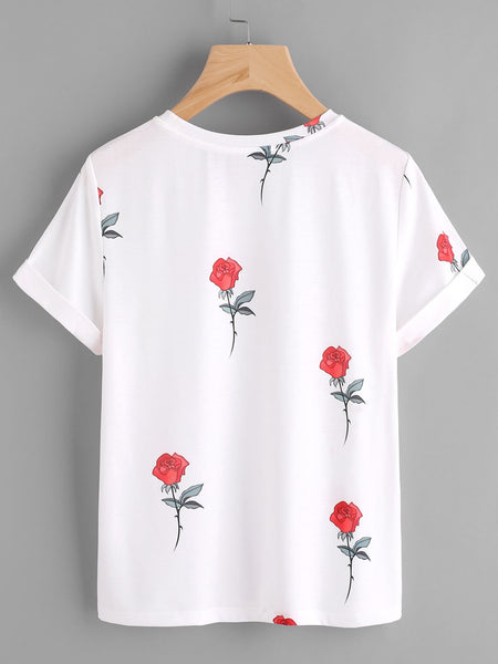 T-shirt Estampado Rosas