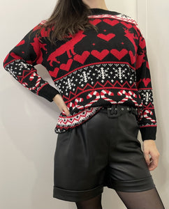Sweater Natal Vermelha e Preta Oversized