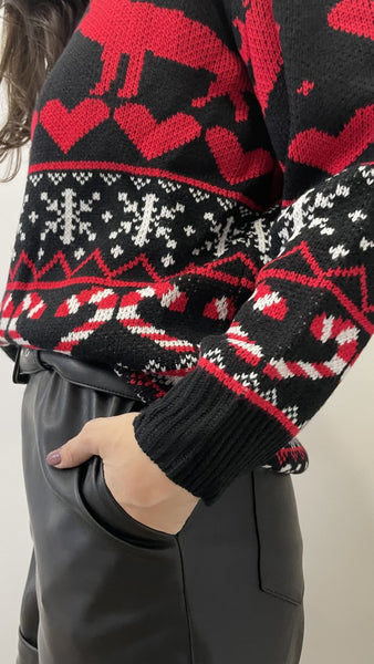 Sweater Natal Vermelha e Preta Oversized